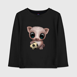 Лонгслив хлопковый детский Футбол - Свинка, цвет: черный