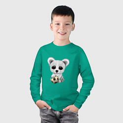 Лонгслив хлопковый детский Футбол - Белый Медведь, цвет: зеленый — фото 2