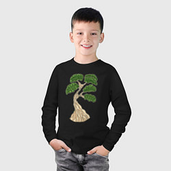 Лонгслив хлопковый детский Бонсай стилизованный в витражной технике, цвет: черный — фото 2