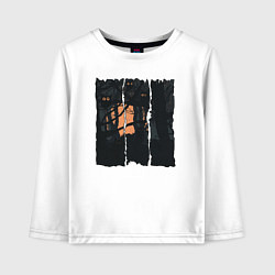 Лонгслив хлопковый детский Глаза в темноте, цвет: белый
