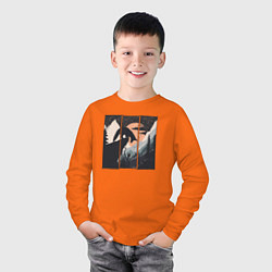 Лонгслив хлопковый детский Оранжевая луна и лисёнок, цвет: оранжевый — фото 2