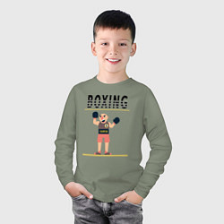 Лонгслив хлопковый детский Боксер из мультика Boxing, цвет: авокадо — фото 2