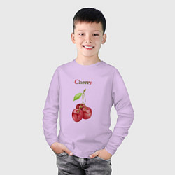Лонгслив хлопковый детский Cherry вишня, цвет: лаванда — фото 2