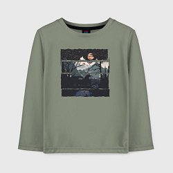 Лонгслив хлопковый детский Внедорожник и медведь, цвет: авокадо