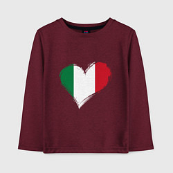 Лонгслив хлопковый детский Сердце - Италия, цвет: меланж-бордовый