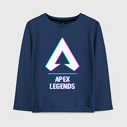 Лонгслив хлопковый детский Apex Legends в стиле glitch и баги графики, цвет: тёмно-синий