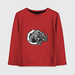 Лонгслив хлопковый детский Внутренний зверь-носорог, цвет: красный