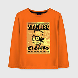 Лонгслив хлопковый детский Розыск - Барт Симпсон - вознаграждение гарантирова, цвет: оранжевый