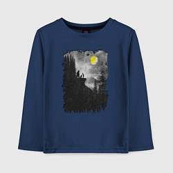Лонгслив хлопковый детский Воем на луну, цвет: тёмно-синий