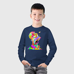 Лонгслив хлопковый детский Гомер Симпсон - стилизация - color, цвет: тёмно-синий — фото 2