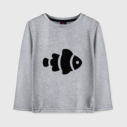 Лонгслив хлопковый детский Обычная чёрная рыбка, цвет: меланж