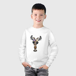 Лонгслив хлопковый детский Мир - Лось, цвет: белый — фото 2