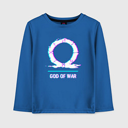 Лонгслив хлопковый детский God of War в стиле glitch и баги графики, цвет: синий