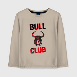 Лонгслив хлопковый детский Bull Bitcoin Club, цвет: миндальный