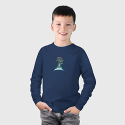 Лонгслив хлопковый детский Звездный скейтер, цвет: тёмно-синий — фото 2