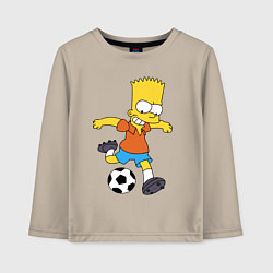 Лонгслив хлопковый детский Барт Симпсон бьёт по футбольному мячу, цвет: миндальный