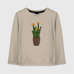 Лонгслив хлопковый детский Цветущий кактус, цвет: миндальный