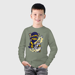 Лонгслив хлопковый детский Shadow shaman, цвет: авокадо — фото 2