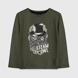 Лонгслив хлопковый детский Steam owl, цвет: меланж-хаки
