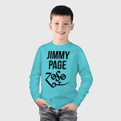 Лонгслив хлопковый детский Jimmy Page - Led Zeppelin - legend, цвет: бирюзовый — фото 2