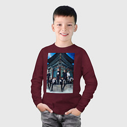 Лонгслив хлопковый детский Stray Kids Thunderous, цвет: меланж-бордовый — фото 2