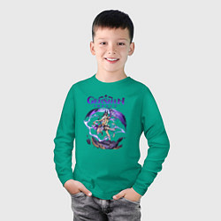 Лонгслив хлопковый детский Сайно Геншин Импакт, цвет: зеленый — фото 2