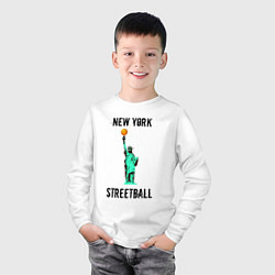 Лонгслив хлопковый детский Нью-Йорк Стритбол, цвет: белый — фото 2