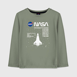 Лонгслив хлопковый детский Nasa ракета, цвет: авокадо