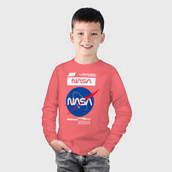 Лонгслив хлопковый детский Nasa - Logo, цвет: коралловый — фото 2