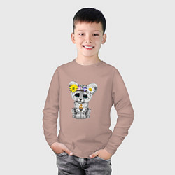Лонгслив хлопковый детский Мир - Снежный Леопард, цвет: пыльно-розовый — фото 2
