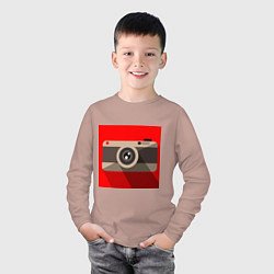Лонгслив хлопковый детский Фотоаппарат flat, цвет: пыльно-розовый — фото 2
