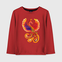 Лонгслив хлопковый детский Жар-птица рисунок гуашью, цвет: красный