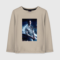 Лонгслив хлопковый детский Пол Уокер на капоте, цвет: миндальный