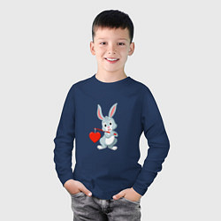 Лонгслив хлопковый детский Влюблённый кролик, цвет: тёмно-синий — фото 2