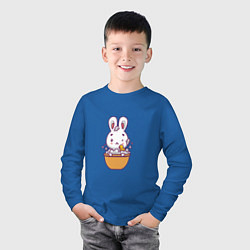 Лонгслив хлопковый детский Кролик в ванне, цвет: синий — фото 2