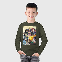 Лонгслив хлопковый детский Fairy Tail heroes, цвет: меланж-хаки — фото 2