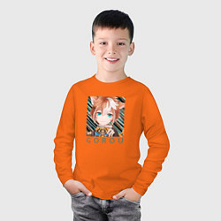 Лонгслив хлопковый детский Горо Собачий воин, цвет: оранжевый — фото 2