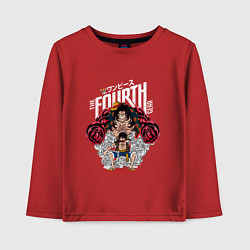 Лонгслив хлопковый детский Луффи 4 гир - Упругий человек, цвет: красный