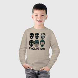 Лонгслив хлопковый детский Эволюция вратарских масок, цвет: миндальный — фото 2