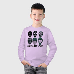 Лонгслив хлопковый детский Эволюция вратарских масок, цвет: лаванда — фото 2