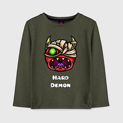 Лонгслив хлопковый детский Geometry Dash hard demon, цвет: меланж-хаки
