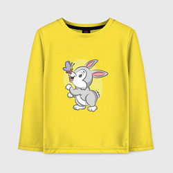 Лонгслив хлопковый детский Кролик и бабочка, цвет: желтый