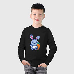 Лонгслив хлопковый детский Заяц с морковкой, цвет: черный — фото 2