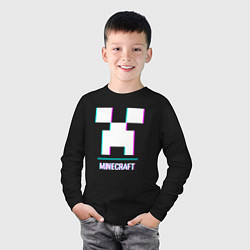 Лонгслив хлопковый детский Minecraft в стиле glitch и баги графики, цвет: черный — фото 2