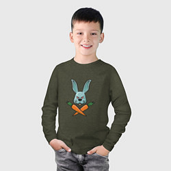 Лонгслив хлопковый детский Carrot - Bunny, цвет: меланж-хаки — фото 2