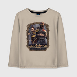 Лонгслив хлопковый детский Атрей и Кратос GoW Ragnarok, цвет: миндальный
