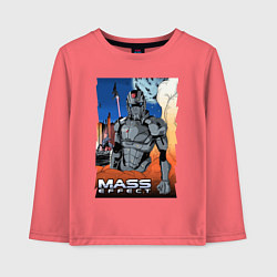 Лонгслив хлопковый детский Mass Effect N7 - Warrior, цвет: коралловый