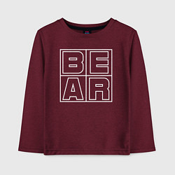 Лонгслив хлопковый детский Огромное лого BEAR, цвет: меланж-бордовый