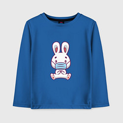 Лонгслив хлопковый детский Кролик в маске, цвет: синий
