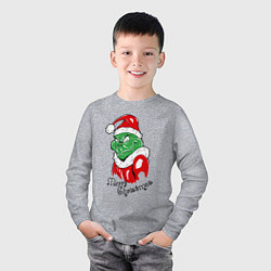 Лонгслив хлопковый детский Santa Claus Grinch - merry Christmas, цвет: меланж — фото 2